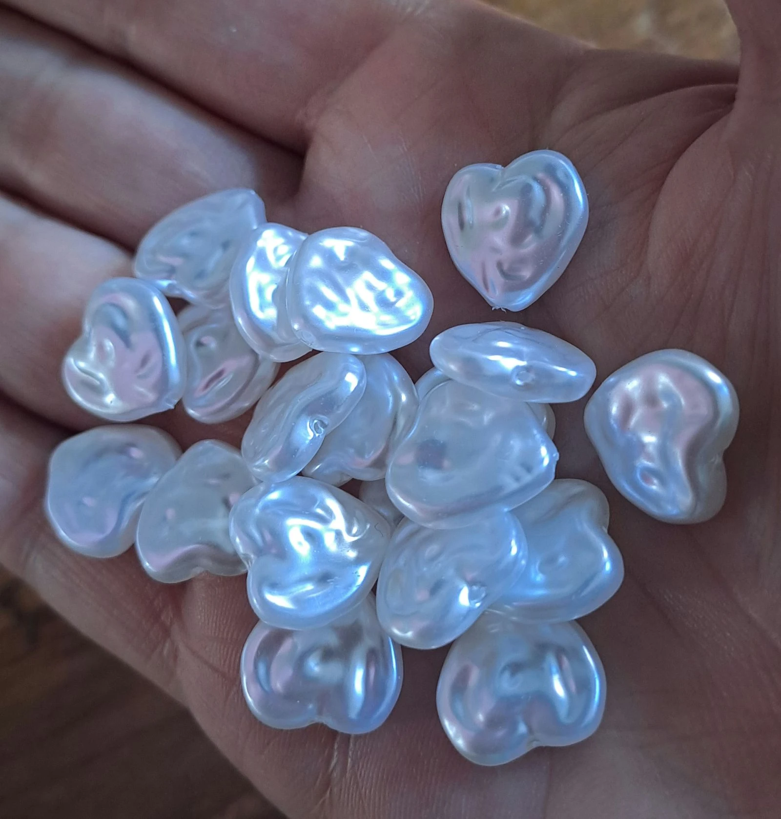 Imitatie zoetwater kralen 14x14mm hart 20 stuks